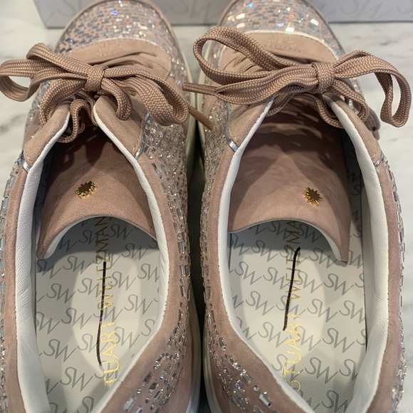 🌼HP🌼Stuart Weitzman Christa Crystal Platform Sneakers NWT Blush color - Picture 6 of 14